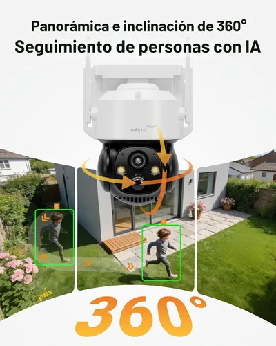 Vista 4 de Anlapus 4MP 360 ° Pan Tilt Solar 4 cámara sistema de seguridad inalámbrico