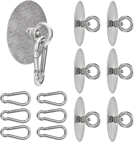 Vista 8 de Sankoly 4 ganchos de techo autoadhesivos de acero inoxidable, ganchos de pared sin clavos para cocina, baño, sala de estar, techo