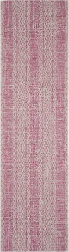 Vista 3 de SAFAVIEH Courtyard Collection CY8736 - Alfombra de pasillo de 2 pies 3 pulgadas x 6 pies 7 pulgadas, color gris claro/fucsia CY8736 para interiores