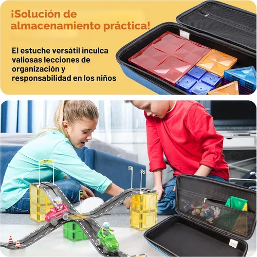Vista 7 de PicassoTiles Estuche de Almacenamiento de Fichas Magnéticas 16.5x7.5x3.5in Bolsa de Transporte de Viaje con Asa, Organizador Resistente al Agua