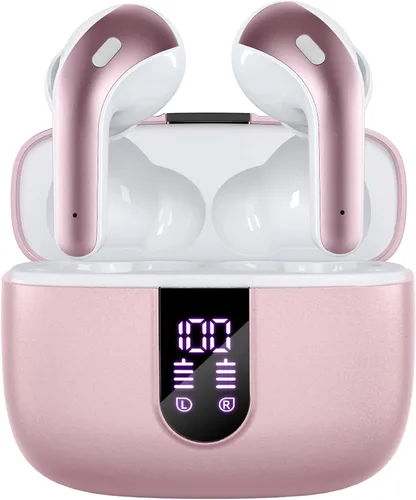 Vista 9 de TAGRY Auriculares Bluetooth Verdaderamente Inalámbricos Auriculares 60H Reproducción Pantalla LED de Energía Audífonos con Estuche de Carga