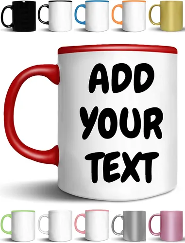 Vista 10 de Tazas de café personalizadas, añade tu nombre, texto o letras, tazas de cerámica personalizadas con varios colores y fuentes, taza con monograma