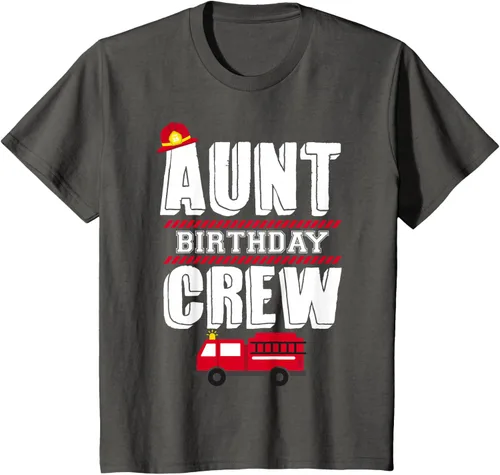 Vista 45 de Aunt Birthday Crew Fire Truck Fireman - Camiseta para fiesta de acogida, Negro, S