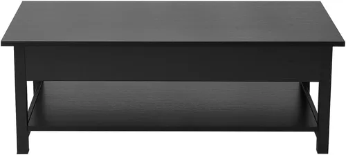 Vista 8 de Panana Mesa auxiliar elevable con compartimento oculto y estante abierto, mesa de té desplegable para sala de estar, 45.28 pulgadas de largo