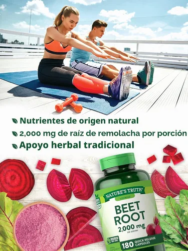 Vista 4 de Nature's Truth Cápsulas de raíz de remolacha 2,000 mg 180