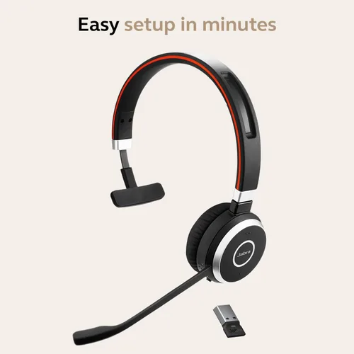 Vista 6 de Jabra Evolve 65 SE - Auriculares inalámbricos mono - Auriculares Bluetooth con micrófono de cancelación de ruido, batería de larga duración