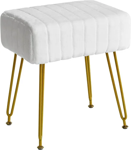 Vista 11 de IBUYKE Reposapiés de terciopelo rectangular, otomano, silla de tocador de maquillaje, mesa auxiliar, asiento de mesa de tocador, puf para sofá, Negro