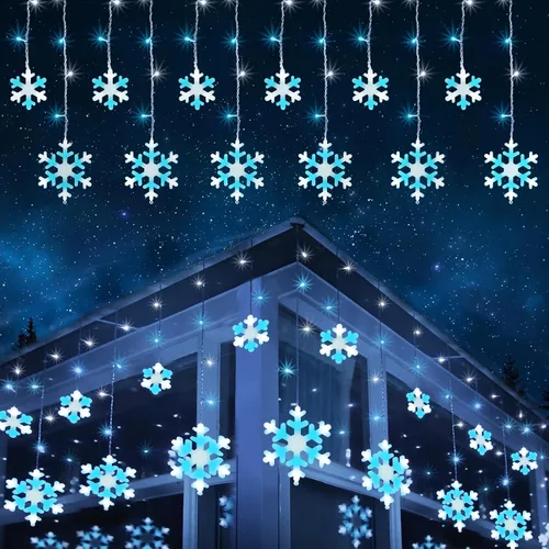 Vista 8 de Toodour Luces de carámbano de Navidad para exteriores, 20 tubos de 90 luces LED de carámbano con 8 modos, cadena de luz de cristal para interiores