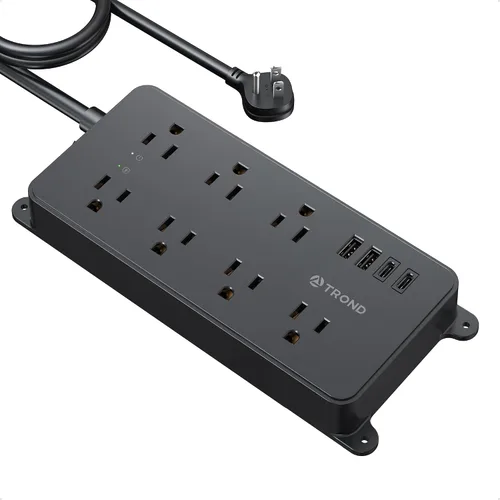 Vista 13 de TROND Regleta protectora contra sobretensiones, cable de extensión de 3 pies de enchufe plano, 5 tomas de corriente ampliamente espaciadas con 2 USB