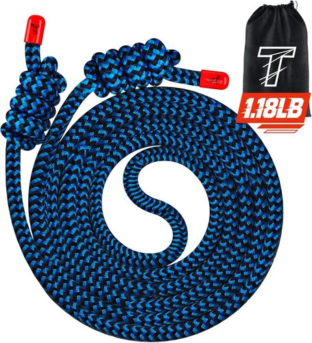 Vista 8 de Flow Rope Exercise Jump Rope For Fitness, Working Out, Flow with 9 Ft Adjustable Double Woven Workout Rope For Men, Women, Beginners' Training