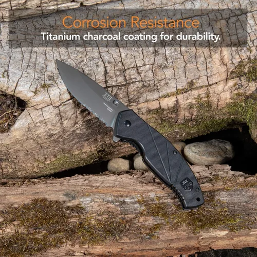 Vista 6 de ETEK1051 ETE EDC Workhorse 3.2" Combo Abridor asistido, cuchillo de mango G-10