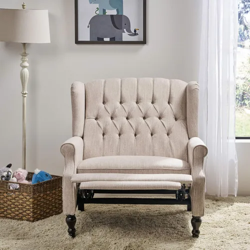 Vista 6 de Christopher Knight Home Salome - Reclinador de empuje hacia atrás, beige, marrón oscuro