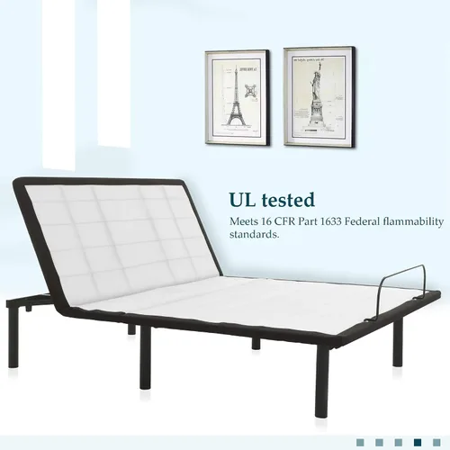 Vista 5 de Nutan Base de cama ajustable de 15 pulgadas con inclinación de cabeza, barra de retención de pie segura con ropa lateral decorativa, 6 barras