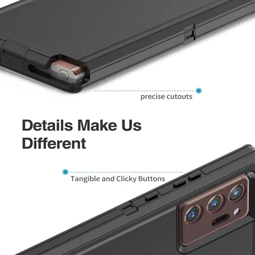 Vista 6 de Funda para Galaxy Note 20 Ultra 5G, funda protectora resistente con [3 capas] Cubierta de protección de goma resistente a prueba de golpes