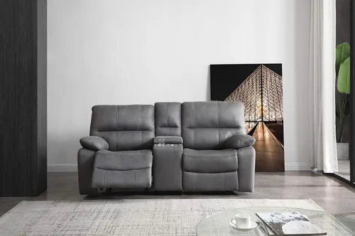 Vista 26 de Betsy Furniture 8007 - Juego de sofá reclinable de microfibra para sala de estar (Gris, Sofá + Sillón reclinable)