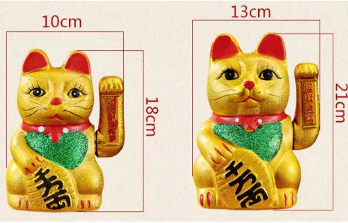 Vista 6 de Figura de Maneki Neko de porcelana con brazo agitado de gato de la suerte de 7 pulgadas