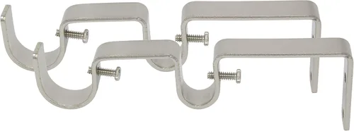 Vista 5 de Soporte doble para barra de cortina, diseñado para barra delantera de 1 pulgada y barra trasera de 5/8 pulgadas, negro, juego de 2