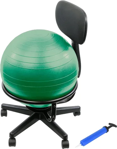 Vista 13 de CanDo Silla de bola de metal – Silla de bola de ejercicio ergonómica inflable con bomba de aire para el hogar, la oficina y el aula Rojo