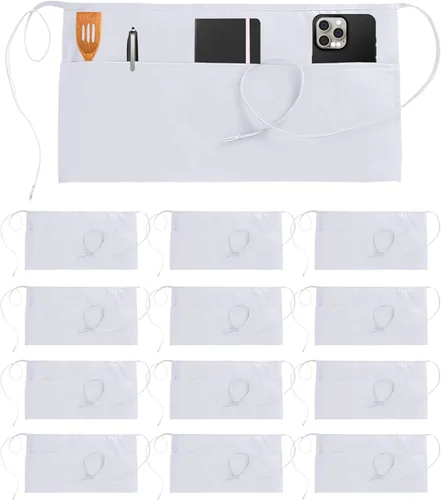 Vista 9 de Utopia Wear 12 Pack Server Aprons with 3 Pockets, Waiter and Waitress Waist Aprons for Women with Pockets, Men Short Aprons