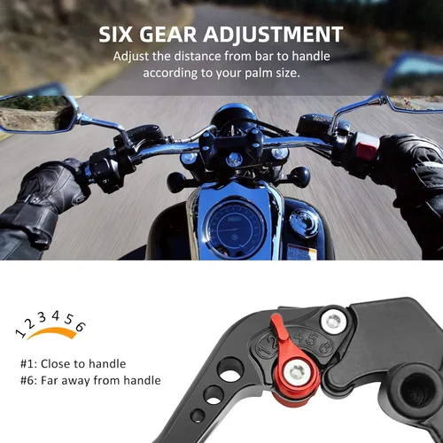 Vista 2 de Juego de palancas universales de freno y embrague de manillar de motocicleta 7/8" 22mm para izquierda y derecha, compatibles con Yamaha Honda Negro