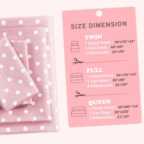 Vista 4 de Intelligent Design Juego de sábanas de tamaño individual para niñas, 100% algodón percal, suave, sábana encimera y ajustable, funda de almohada