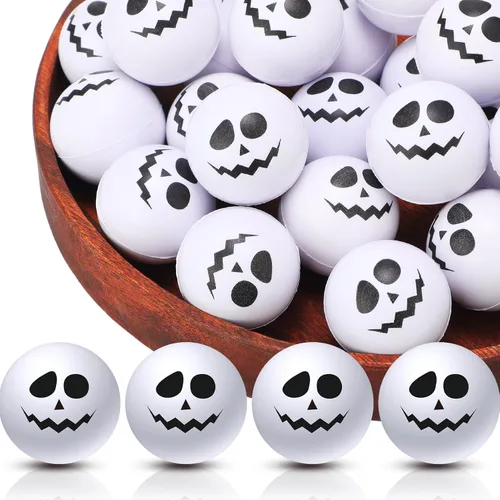 Vista 9 de Jerify 30 Pcs Halloween Basketball Stress Balls Bulk 1.57 Inch Pumpkin Foam Stress Balls for Halloween Goodie Bag Fillers Trick or Treating School