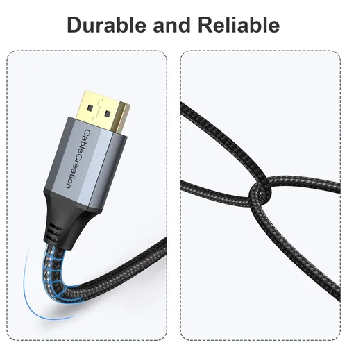 Vista 3 de CableCreation Cable DisplayPort de 3 pies, cable DP 1.2 [4K @60Hz, 2K @165Hz, 2K @144Hz], cable DisplayPort trenzado de nailon a DisplayPort macho a