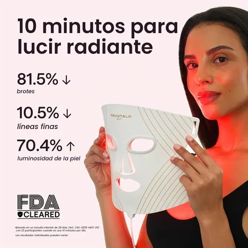 Vista 2 de wavytalk Red Light Therapy Mask for Face, Glow Time LED Face Mask 850nm NIR Blanco