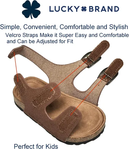 Vista 3 de Lucky Brand Sandalias unisex para bebé, con doble correa y cierre de velcro (niños pequeños)
