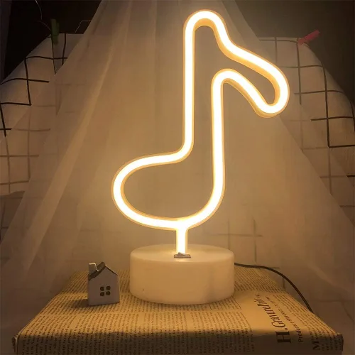 Vista 8 de Cartel de neón LED para interior, luz nocturna con base de soporte, funciona con batería/USB, luz decorativa de neón