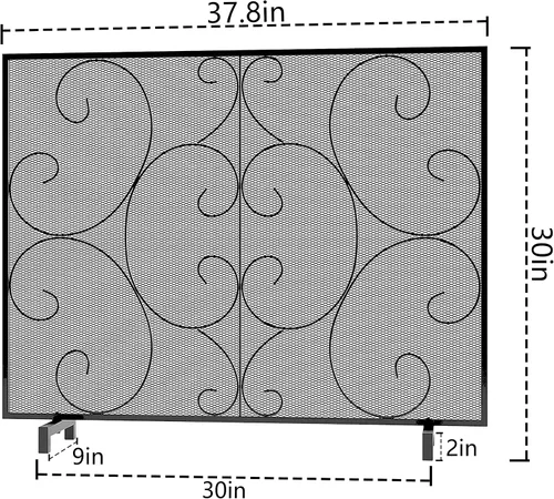 Vista 3 de Kingson - Pantalla protectora decorativa de panel único para chimenea, malla de metal resistente hecha a mano, protector contra chispas de fuego