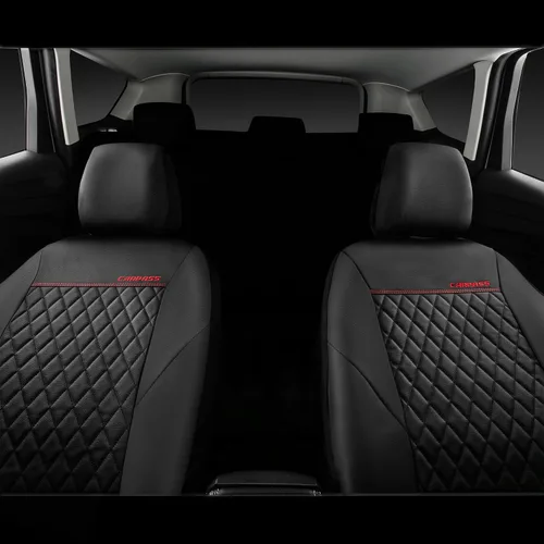 Vista 6 de CAR PASS Funda de asiento de cuero acolchada para dos asientos delanteros, universal, impermeable, de lujo, de PU premium, de vinilo