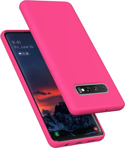 Vista 7 de Funda diseñada para Galaxy S10 Plus de 6.4 pulgadas, S10+ de gel de silicona líquida a prueba de golpes, funda de forro de tela de microfibra suave