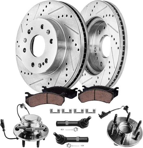 Vista 159 de Detroit Axle - Rotores de freno para Ford 2013-2019 Explorer Taurus Flex Lincoln MKT MKS, rotores de freno de disco ranurados perforados de repuesto