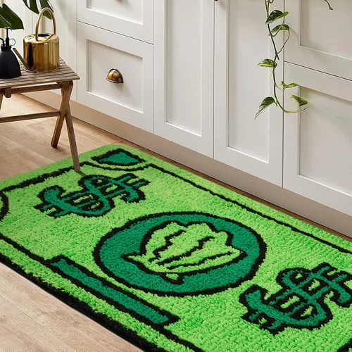 Vista 3 de RoomTalks Linda alfombra de dinero de 3 x 5 pulgadas, divertida, pequeña, para dormitorio de niñas, niños, baño, cocina, dormitorio, antideslizante