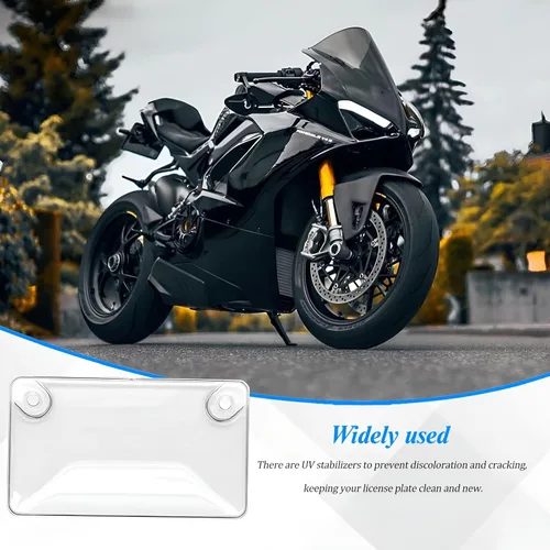 Vista 5 de Zpana Cubierta para placa de motocicleta, protector transparente irrompible para placa de motocicleta con tornillos y tapas de instalación, cubierta