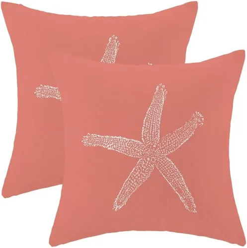 Vista 7 de AEIOAE Juego de 2 fundas de almohada costeras de 16 x 16 pulgadas, fundas de cojines decorativos náuticos de playa con estrellas de mar negras