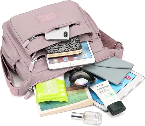 Vista 7 de MISOFE Bolsos de hombro para mujer, bolsa de viaje de nailon impermeable