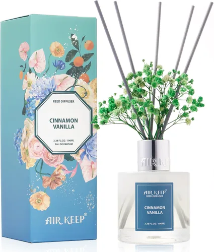 Vista 35 de Airkeep Juego de difusor de varillas – 3.38 onzas líquidas (3.4 fl oz), difusor de aroma de bambú para el hogar, incluye 8 varillas difusoras