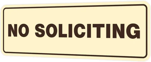 Vista 65 de Estándar No Soliciting Door/Wall Sign - Negro - Pequeño