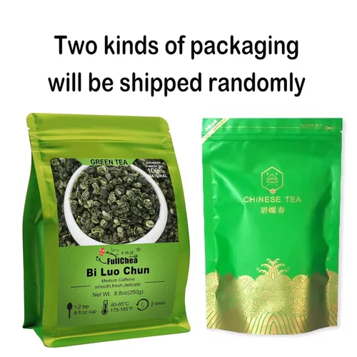 Vista 3 de FullChea - BiLuoChun Tea - Té verde Bi Luo Chun - Té verde chino hoja suelta - Aromático de frijoles tostados - Té calmante (8.8 oz / 250 g)