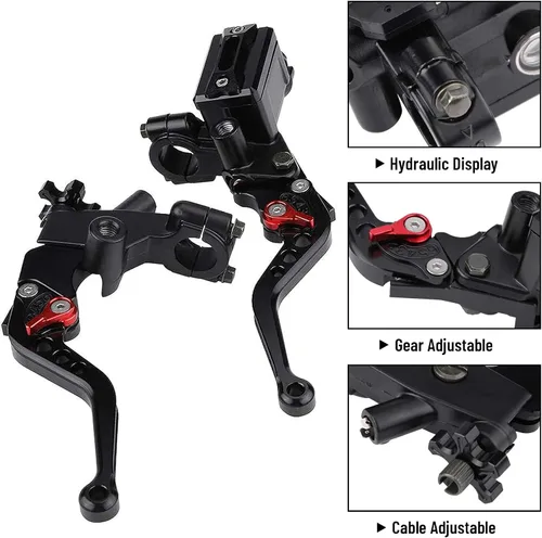 Vista 5 de Juego universal de 1 par de manillar de motocicleta de 7/8 pulgadas de 0.866 in, palanca de embrague de cilindro maestro ajustable, compatible