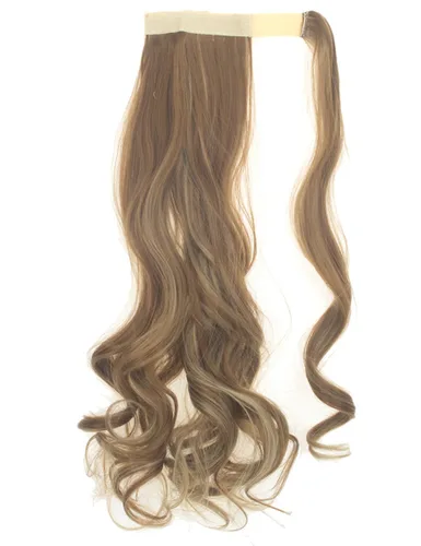Vista 3 de Lelinta Extensión de cola de caballo rizada ondulada de 18 pulgadas para mujer, extensión de pelo sintético rubio ceniza mezcla Giner