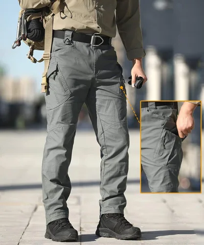 Vista 6 de NAVEKULL Pantalones tácticos de carga militar para hombre, tejido Ripstop, ligero, de algodón, elástico, para combate, al aire libre, pantalones