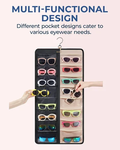 Vista 3 de BAGSMART Organizador de joyas colgante, estuche de almacenamiento para lentes de sol a prueba de polvo montado en la pared, estuche de viaje