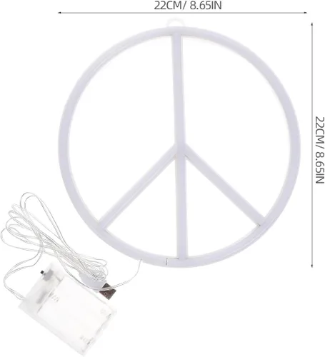 Vista 2 de OSALADI Letrero de paz de neón de 8.66 pulgadas, funciona con pilas, lámpara de noche alimentada por USB, letrero de paz para decoración de pared