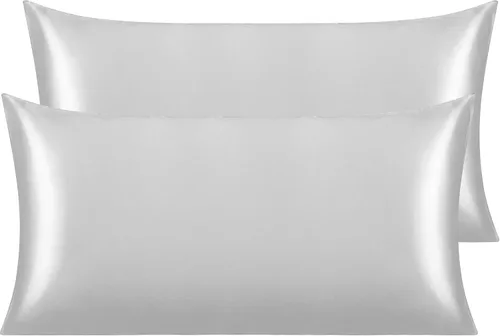Vista 37 de NTBAY Paquete de 2 fundas de almohada estándar de satén para cabello y piel, lujosas y sedosas fundas de almohada con cierre de sobre, 20 x 26