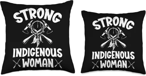 Vista 3 de Pride Nativ American Indigenous Fearless Strong Indigenous Woman Native American Throw Pillow, 18x18, Multicolor
