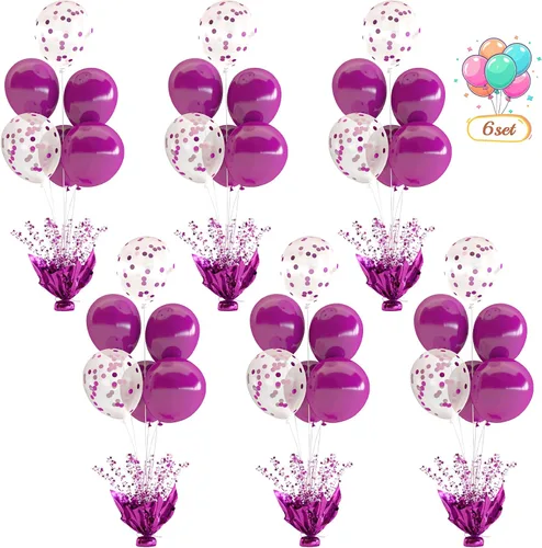 Vista 8 de 2 Juego de Globos de Mesa Negros con Spray de Aluminio para Centro de Mesa con Globos Negros y de Confeti, Kit de Soporte para Decoración de Mesa