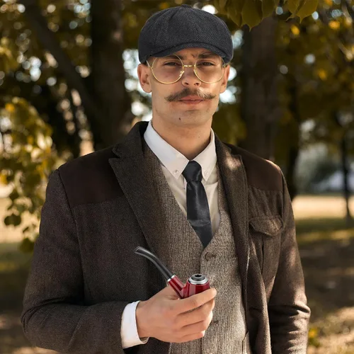 Vista 2 de Boyiee Disfraz de detective de 8 piezas para adulto, disfraz de hombre de 100 días de escuela, juego de accesorios para hombre de los años 20